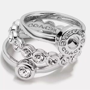 Coach Silver Open Circle Ring Set Size 6